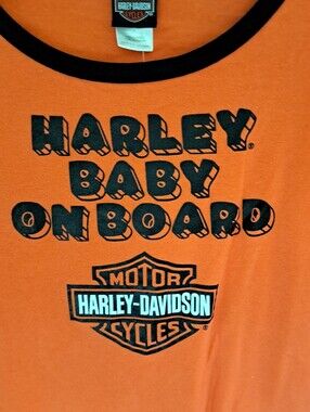 Harley-Davidson Orange and Black Maternity T-shirt Shield Logo Tee